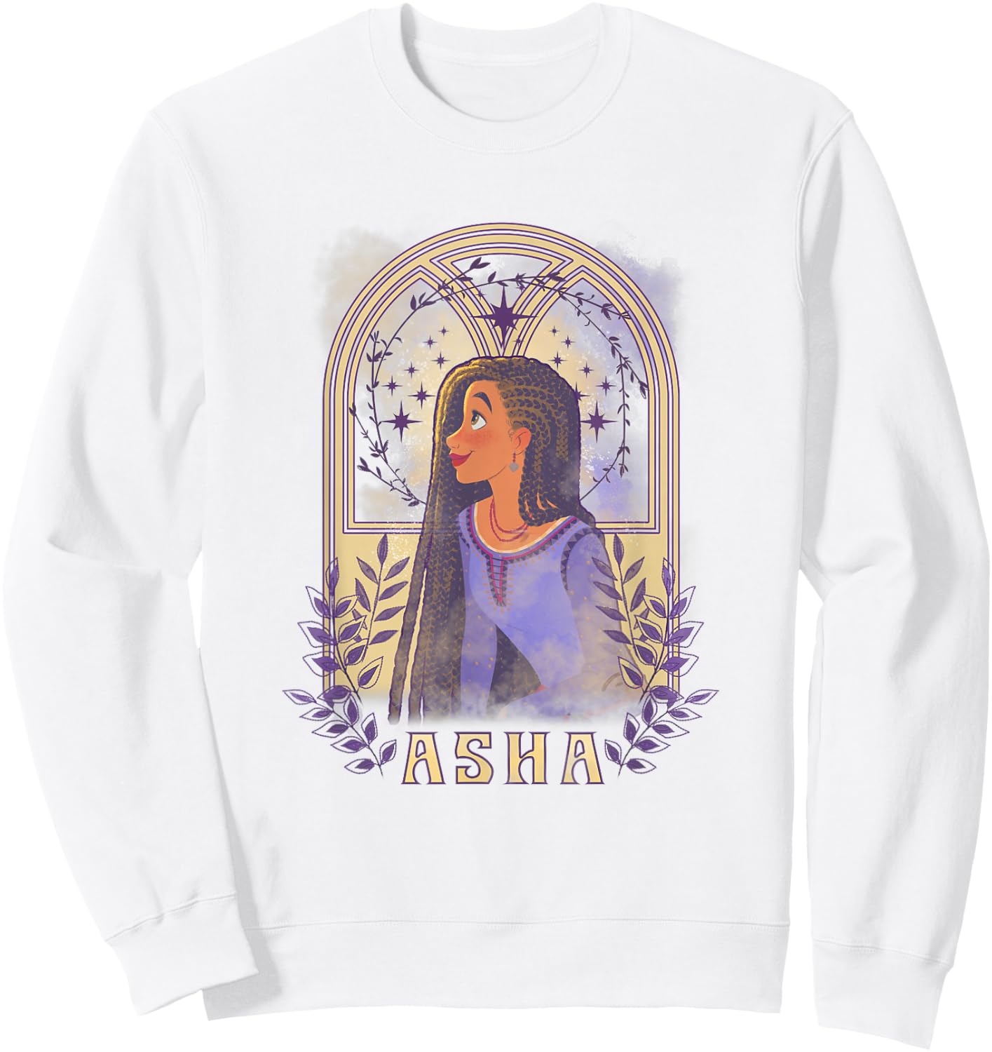 Disney Wish Asha & Star Watercolor Nouveau Window Portrait Sweatshirt - Sweatshirt | White