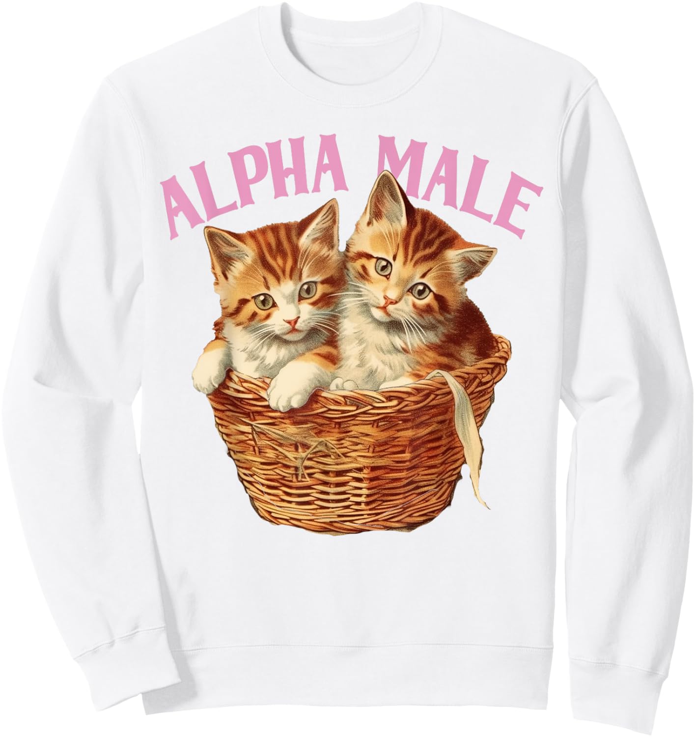 Funny Ironic Alpha Cat Male Kitten Joke Weird Y2K Humor Sweatshirt - Sweatshirt | White