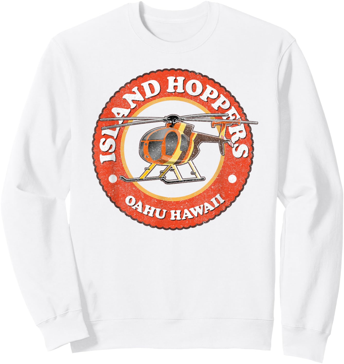 TC's Island Hoppers Helicopter Vintage Oahu Hawaii Sweatshirt - Sweatshirt | White