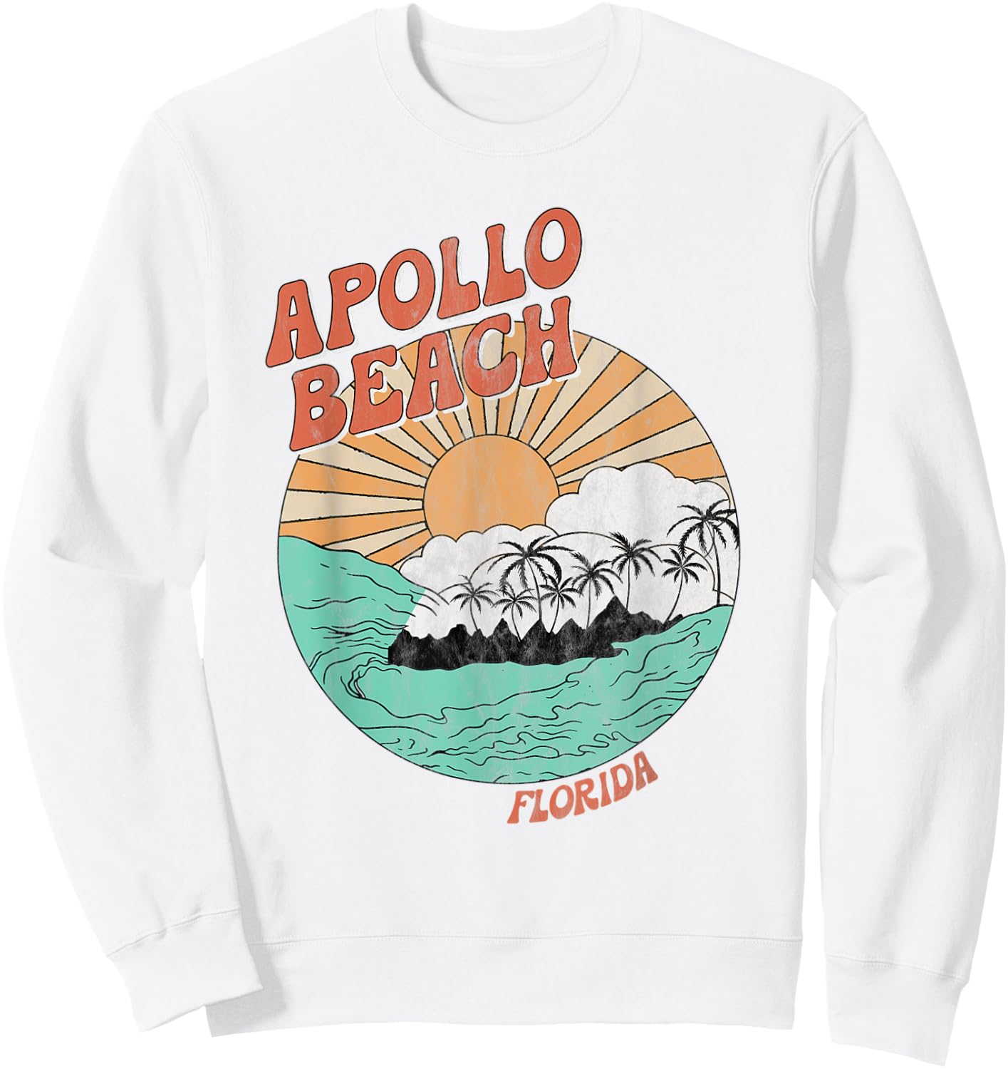 Vintage Apollo Beach Florida Palm Trees FL Retro Sweatshirt - Sweatshirt | White