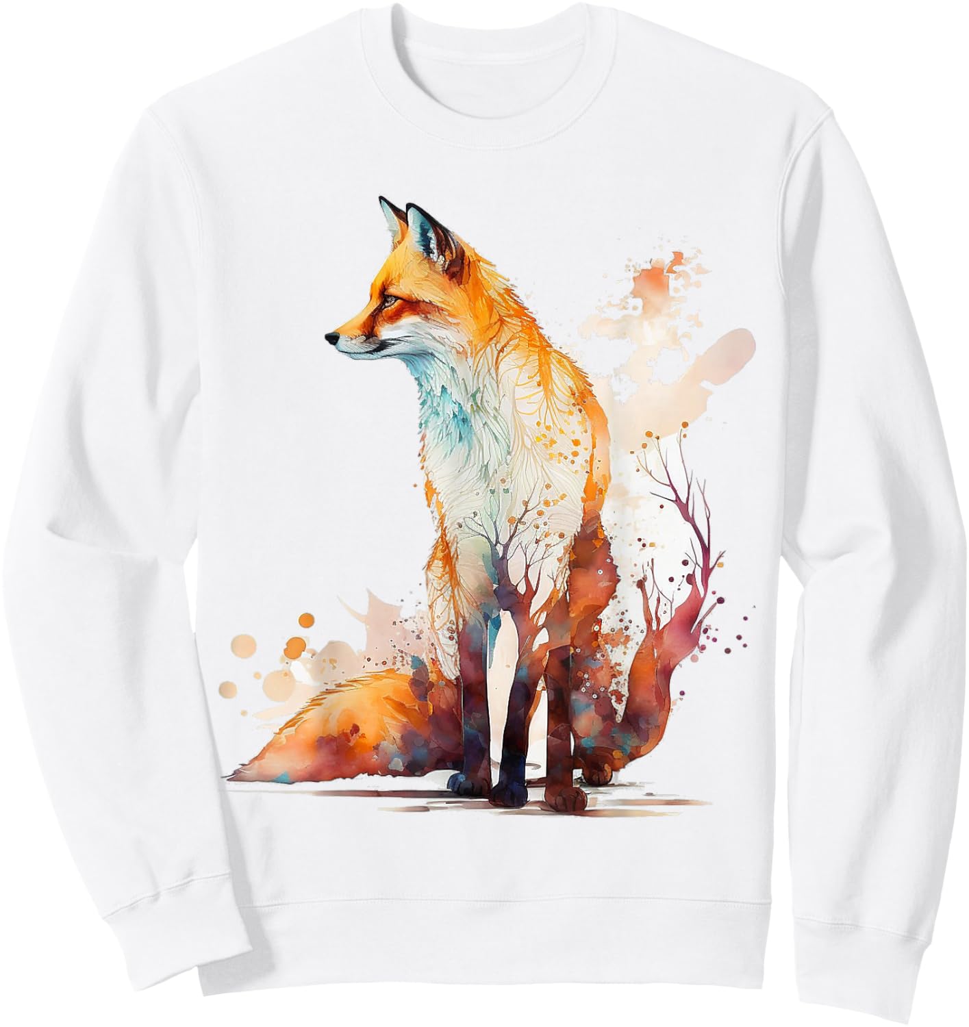 Fox Art Animal Lover Motif Animal Artwork Fox Sweatshirt - Sweatshirt | White