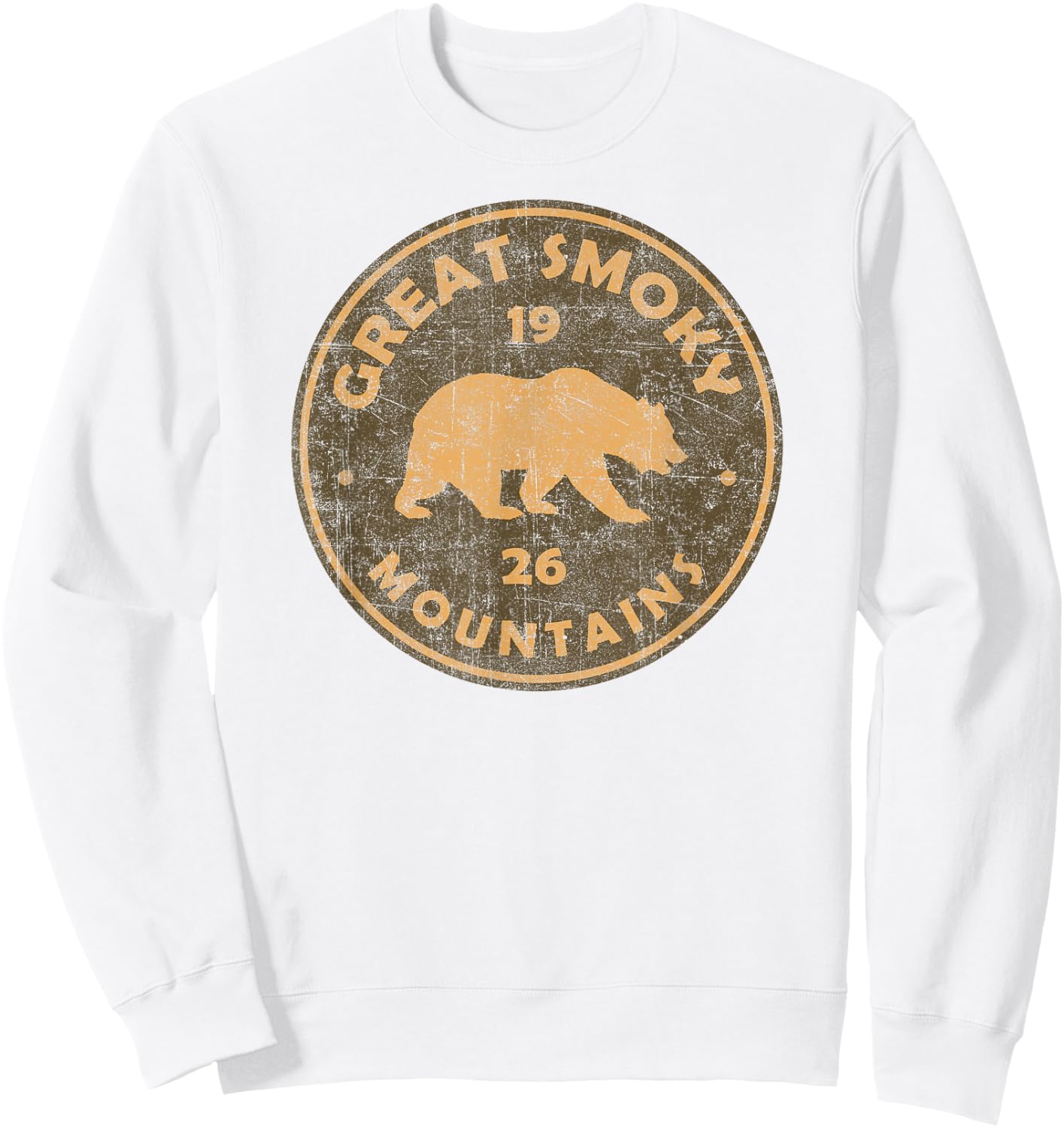 Retro Bear Great Smoky Mountains National Park Hiking Sweatshirt - Sweatshirt | White