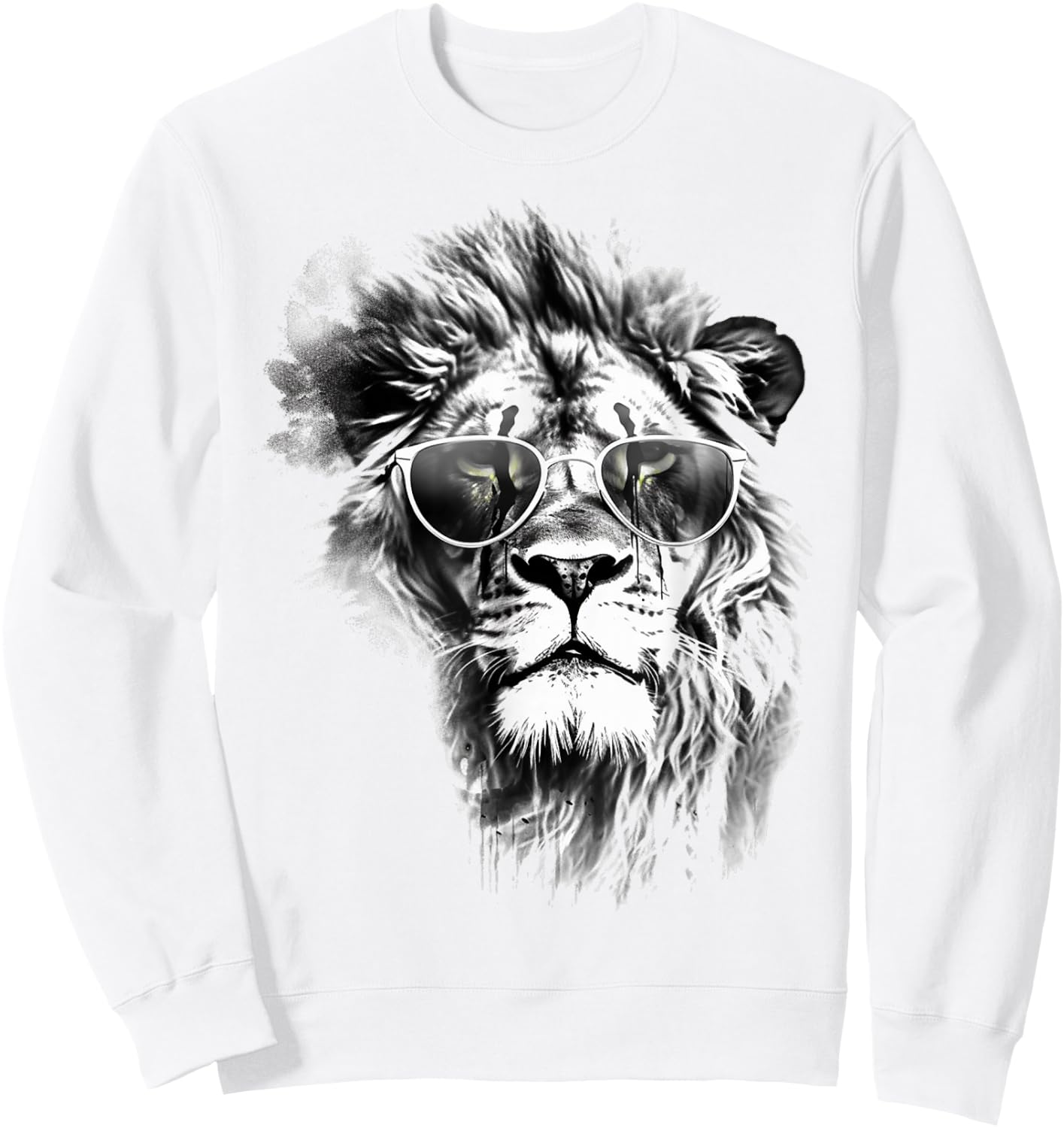 Lion Sunglasses - Art Animal Drawing Lion Sweatshirt - Sweatshirt | White