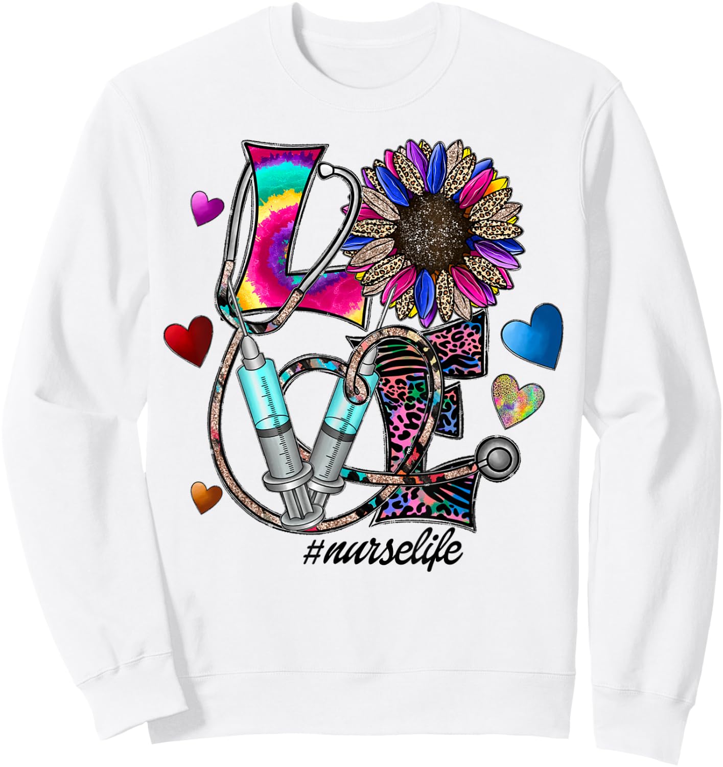 Nurse Life for Registered Nurse Leopard Nurse's Week Sweatshirt - Sweatshirt | White
