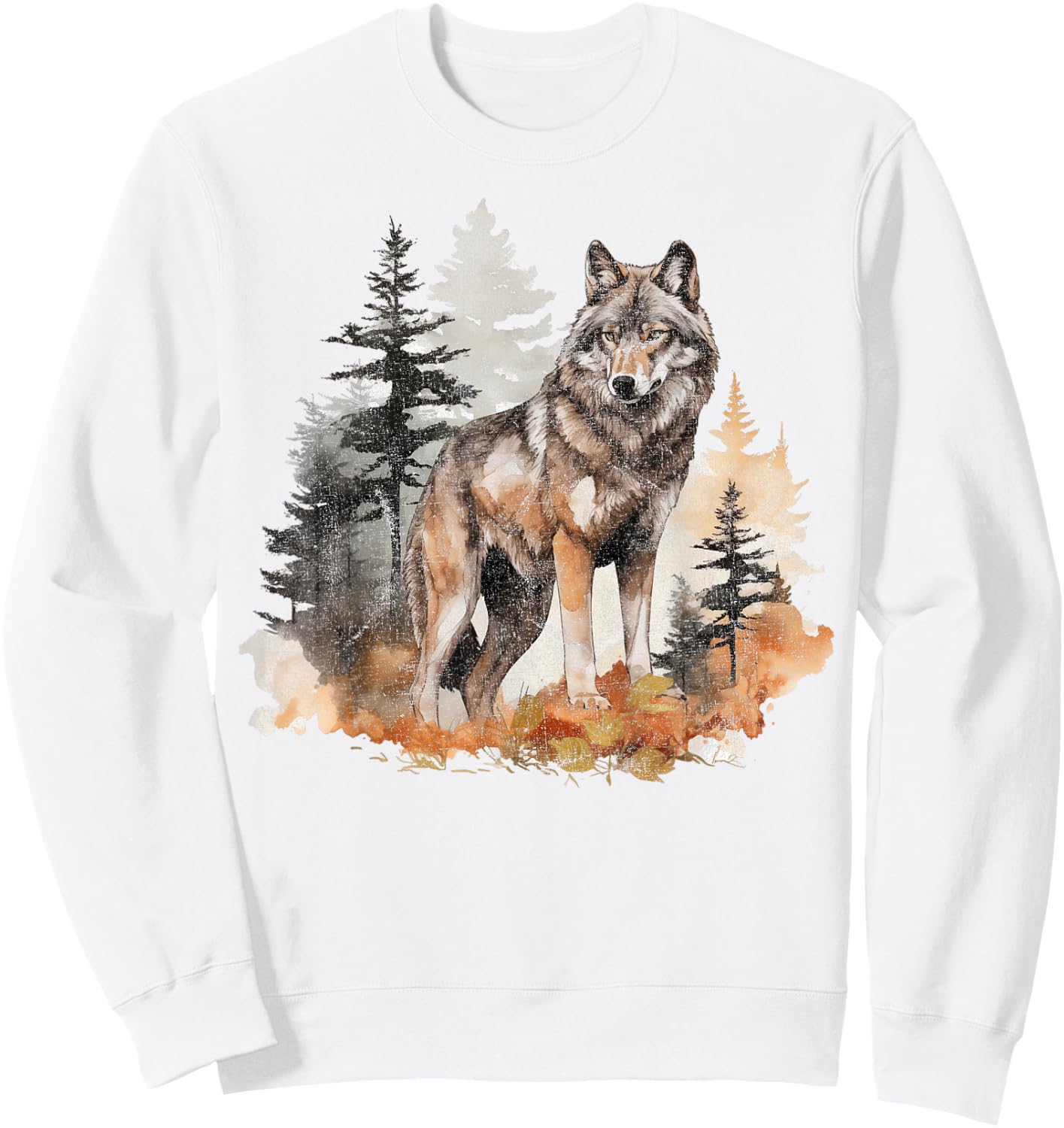 Wolf Survives Mountain Silhouette Art Lone dog Women Sweatshirt - Sweatshirt | White