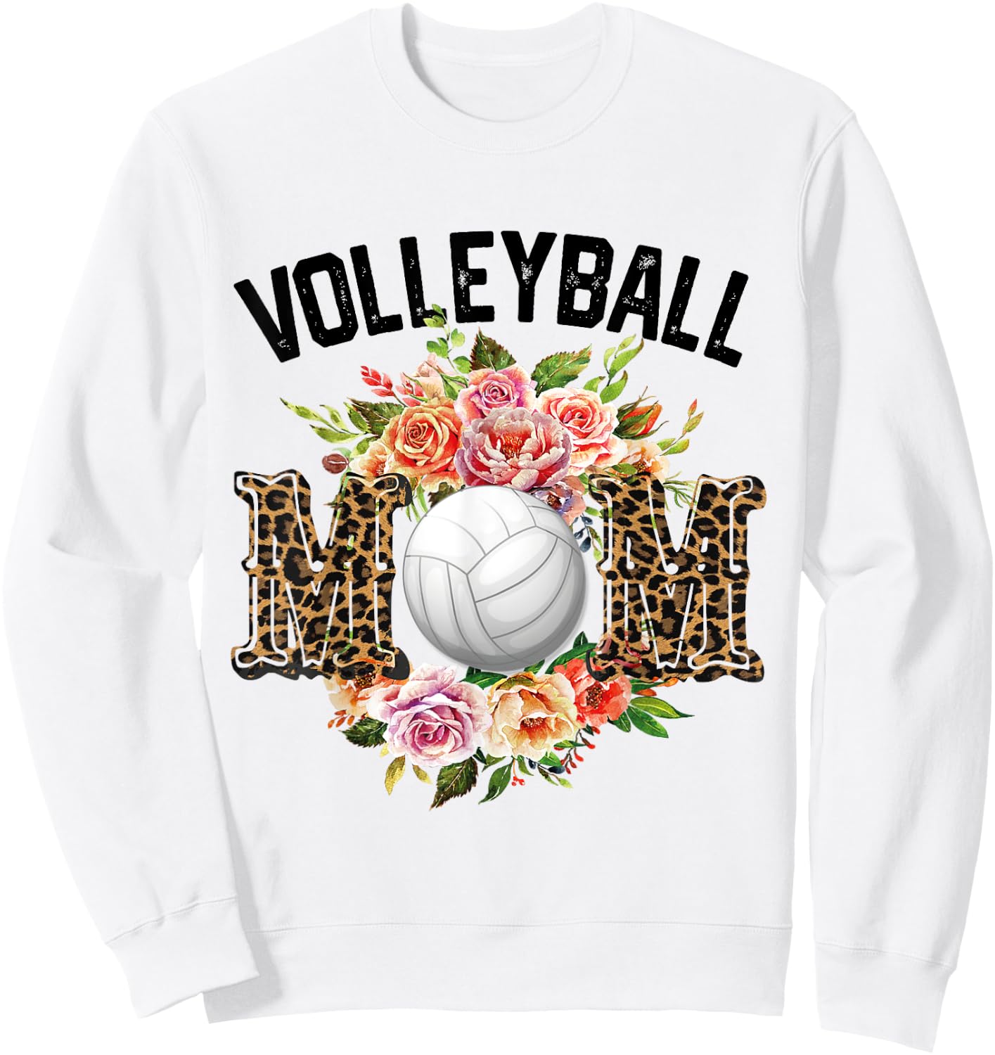 Volleyball Mom Floral Flowers Volleyball Mothers Day 2024 Sweatshirt - Sweatshirt | White