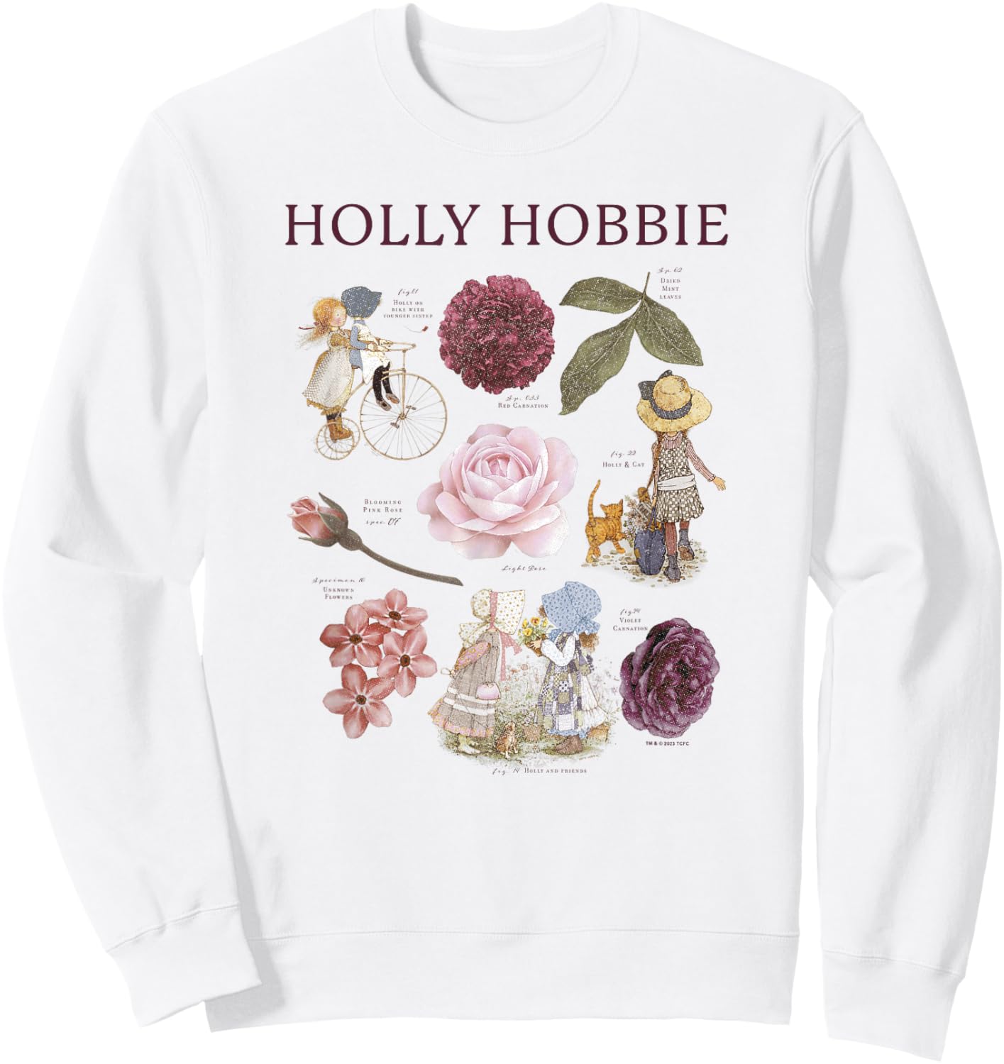 Holly Hobbie Text Book Charming Floral Portrait Sweatshirt - Sweatshirt | White