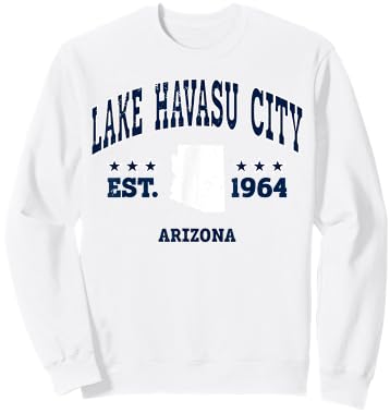 Lake Havasu City Arizona AZ Vintage Athletic Navy Sweatshirt - Sweatshirt | White
