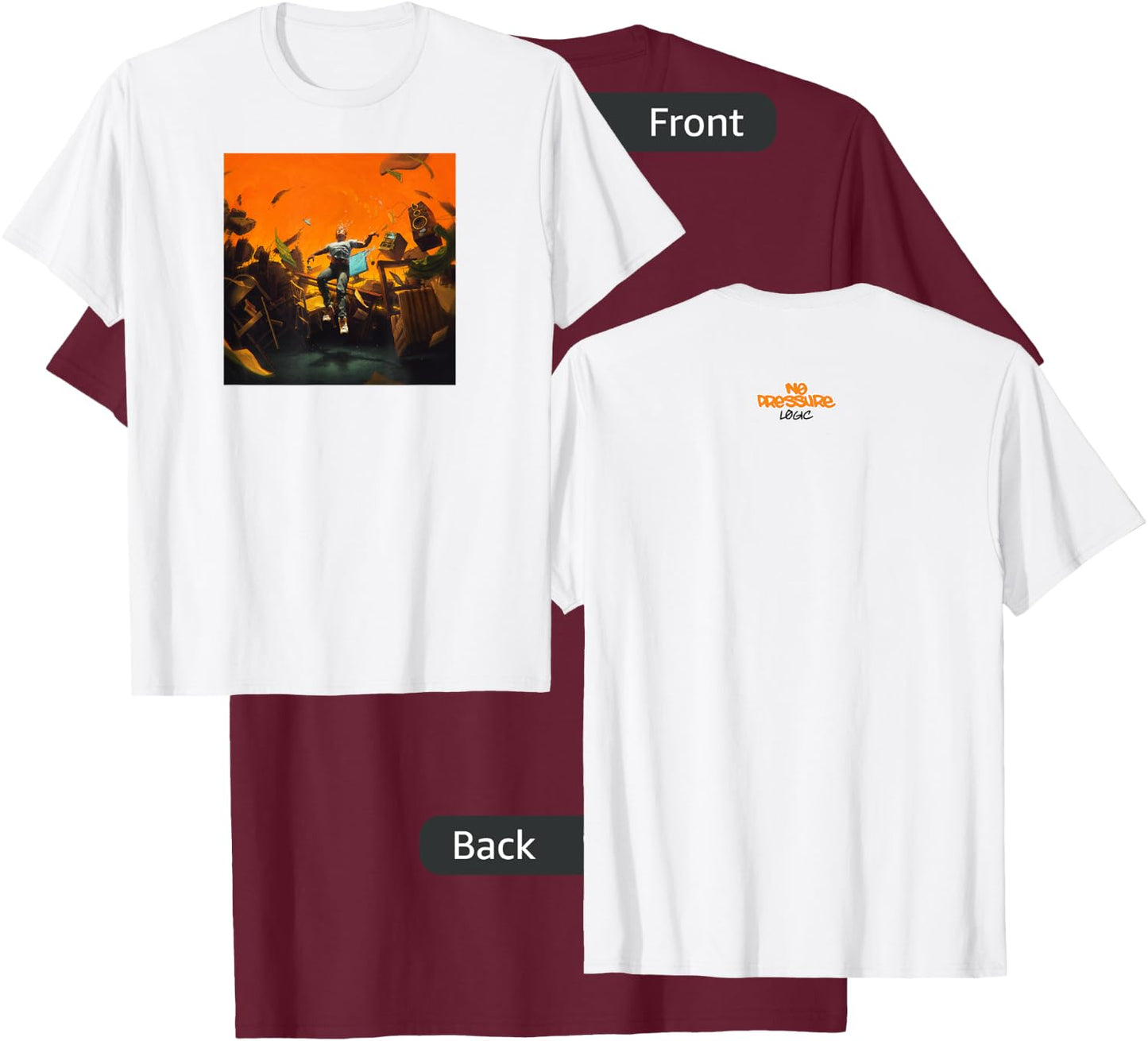 Logic No Pressure Cover T-Shirt - T-Shirt | Maroon