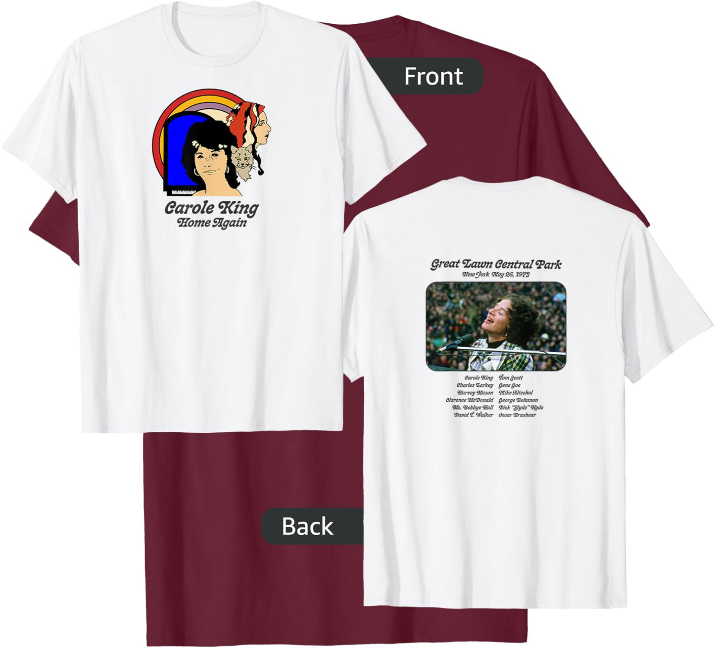 Carole King Home Again Tour 1973 T-Shirt - T-Shirt | Maroon