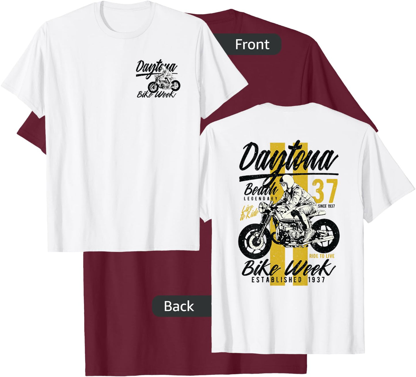 Daytona Beach Bike Week Retro Distressed Motorcycle Design Men Women Kids T-Shirt - T-Shirt | Maroon
