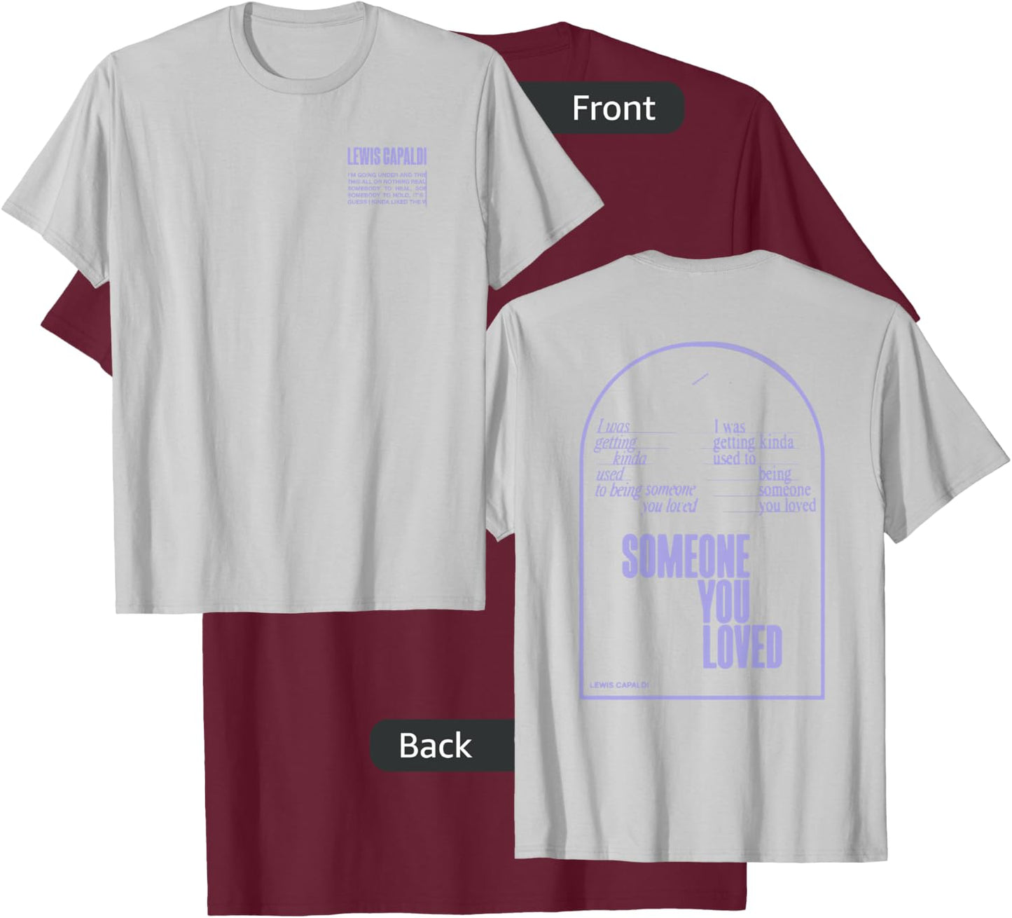 Lewis Capaldi – Slogan Arch On Color T-Shirt - T-Shirt | Maroon