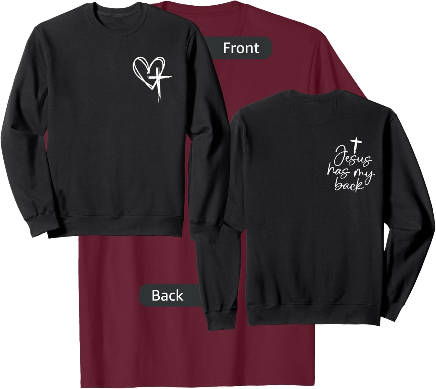Jesus Has My Back T-Shirt - T-Shirt | Maroon