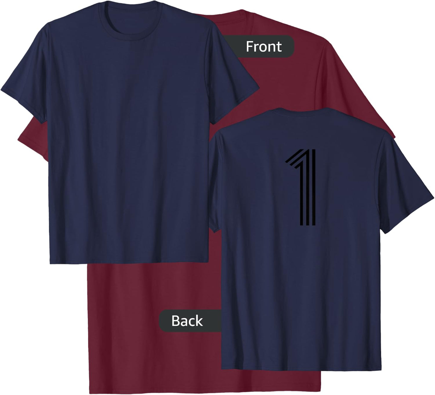 Number 1 Shirt Baseball Football Soccer Back Print Jersey T-Shirt - T-Shirt | Maroon