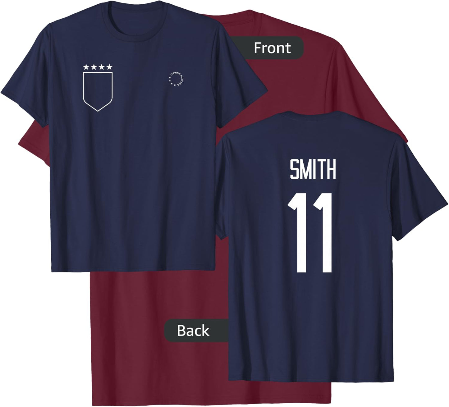 Sophia Smith 11: Name & Number on Back - USWNT Soccer T-Shirt - T-Shirt | Maroon
