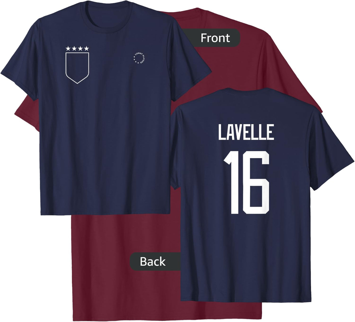 Rose Lavelle: Name & Number on Back - USWNT Soccer T-Shirt - T-Shirt | Maroon