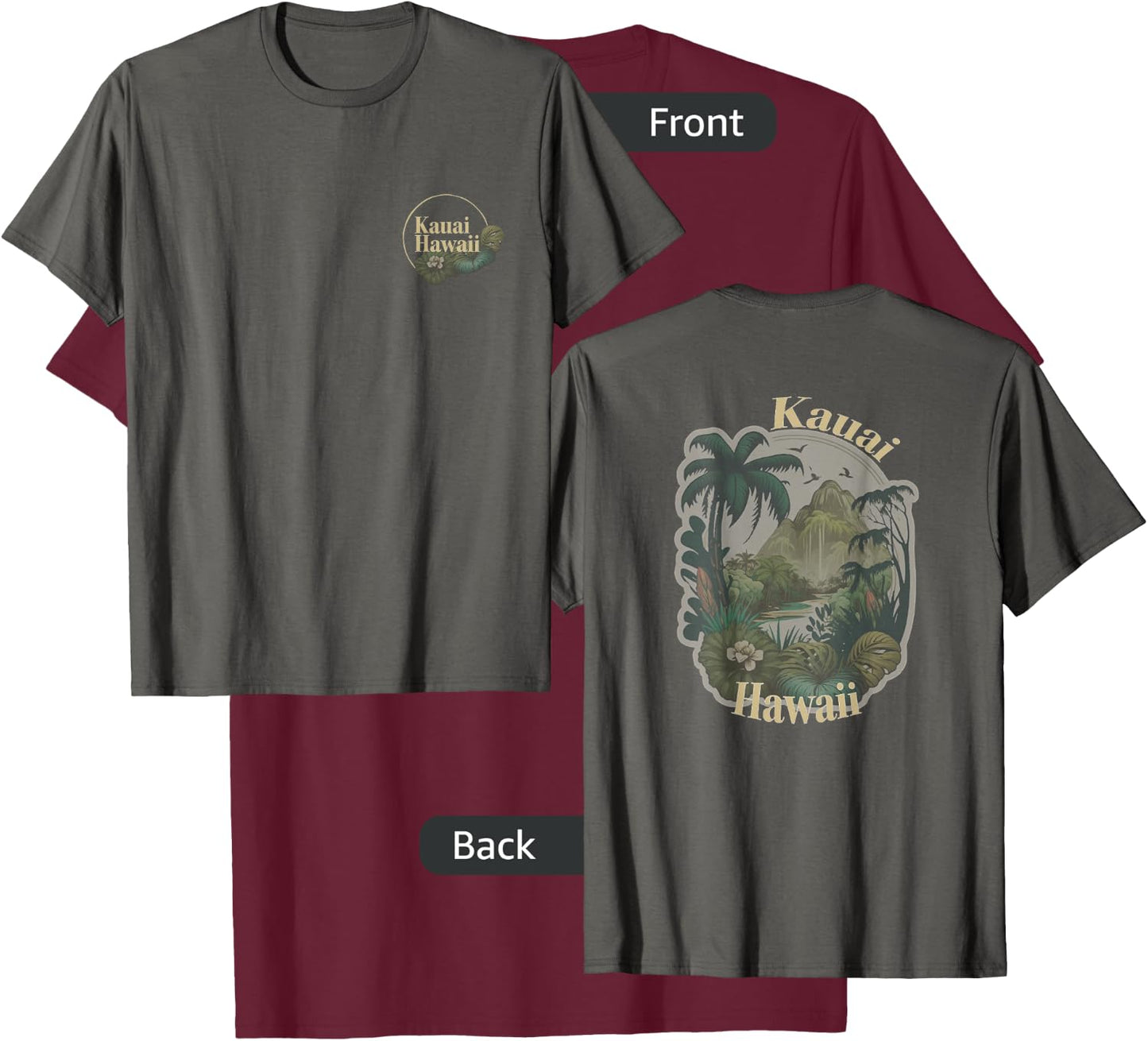 Best Hawaiian Gifts Ideas Kauai Tropical Vintage Hawaiian Women's Grey Classic Fit Short Sleeve Small T-Shirt - T-Shirt | Maroon