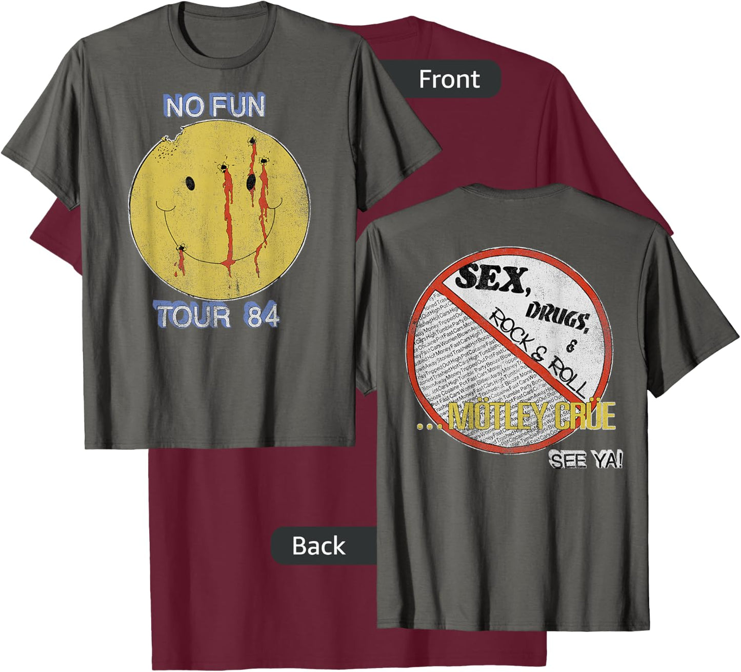 Mötley Crüe – No Fun on Asphalt T-Shirt - T-Shirt | Maroon