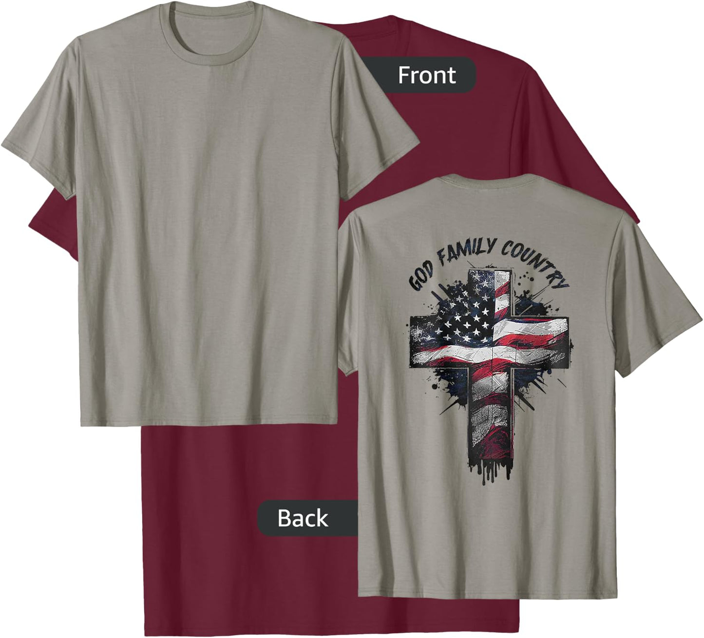God Family Country (on back) T-Shirt - T-Shirt | Maroon
