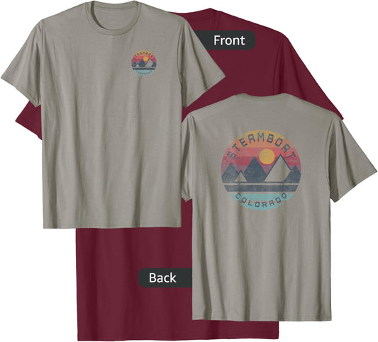 Steamboat, Colorado Mountain Graphic T-Shirt - T-Shirt | Maroon
