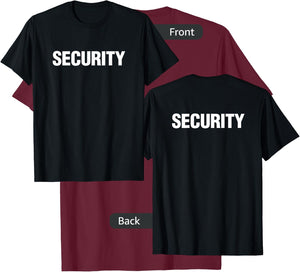 Security Guard Uniforms - Front And Back Event Security T-Shirt - T-Shirt | Maroon