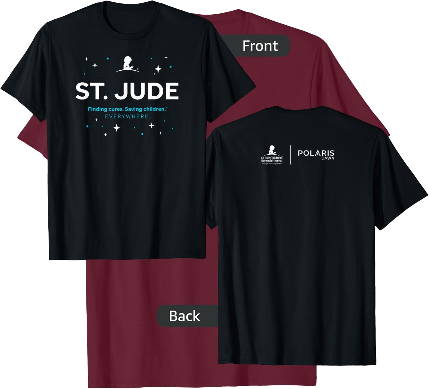 St. Jude "Finding Cures. Saving Children. EVERYWHERE" Stars T-Shirt - T-Shirt | Maroon