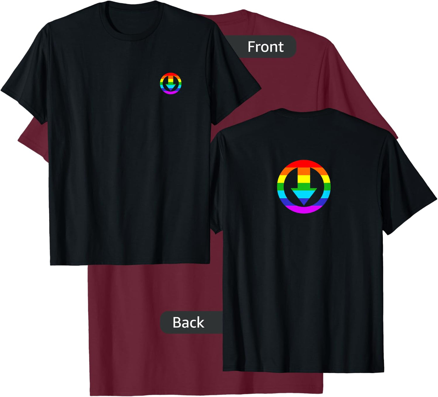 Men's Subtle Chastity Cage Logo with Rainbow Design T-Shirt - T-Shirt | Maroon