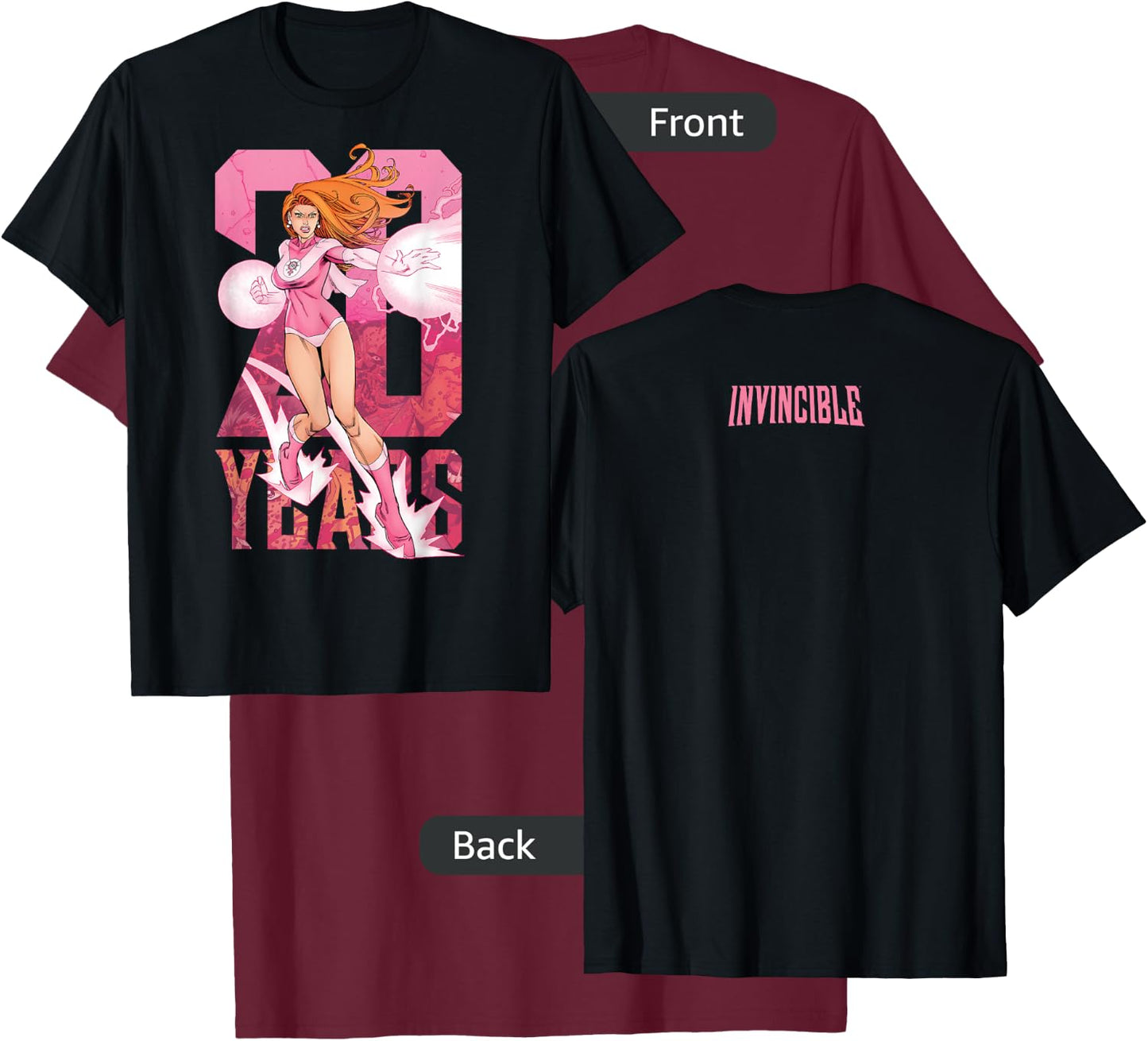 Invincible 20 Years - Atom Eve T-Shirt - T-Shirt | Maroon