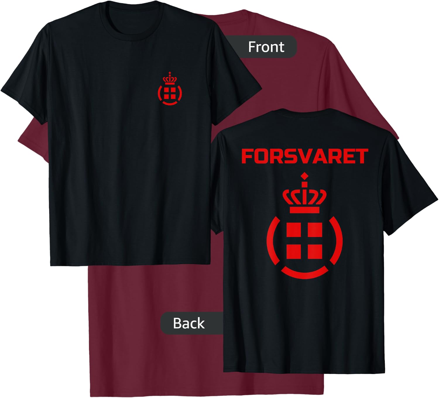 Danish Army Defense Force Denmark Forsvaret Military T-Shirt - T-Shirt | Maroon