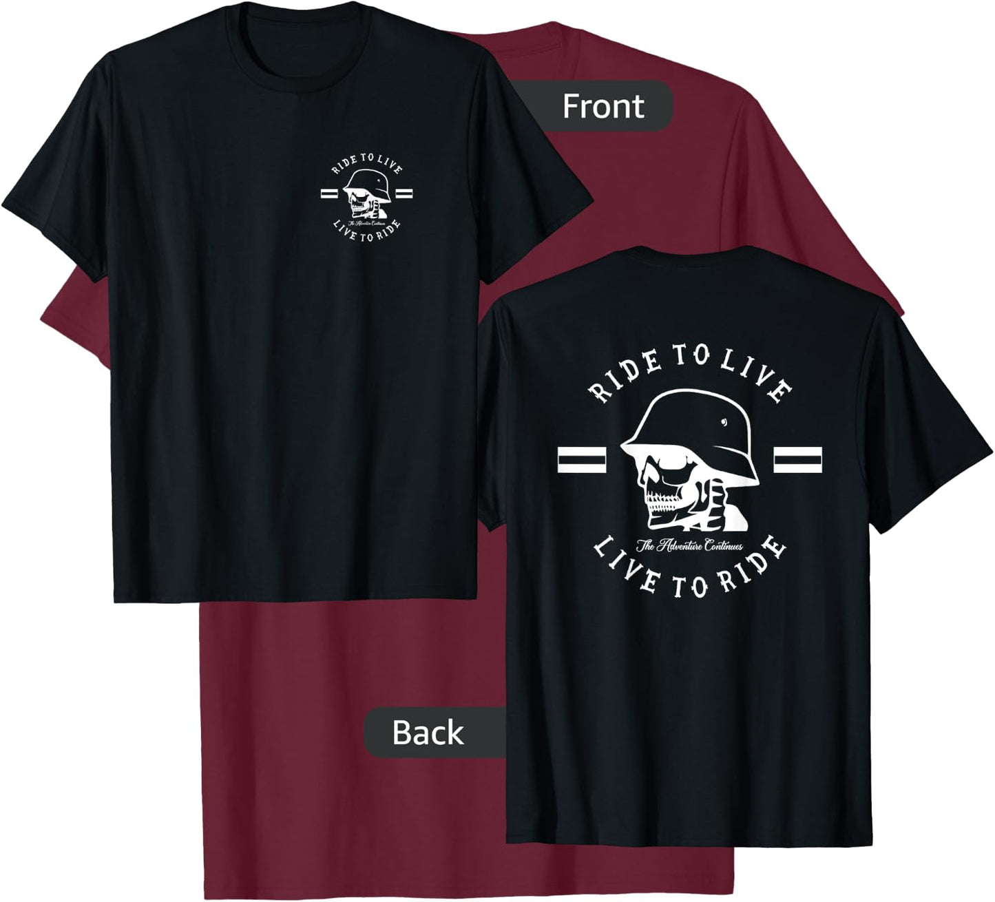 Live to Ride Motorcycle Chopper Bobber Dyna Softail T-Shirt - T-Shirt | Maroon
