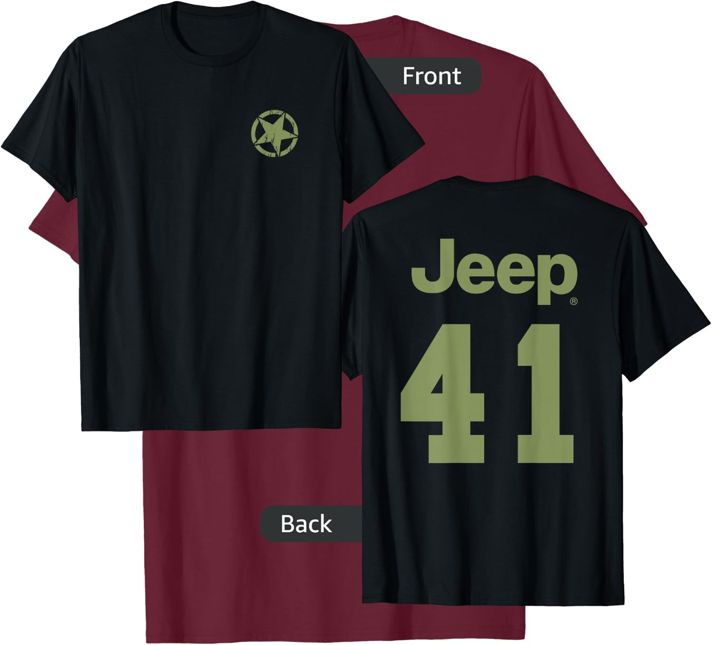Jeep Star Jersey (Front/Back Print) T-Shirt - T-Shirt | Maroon
