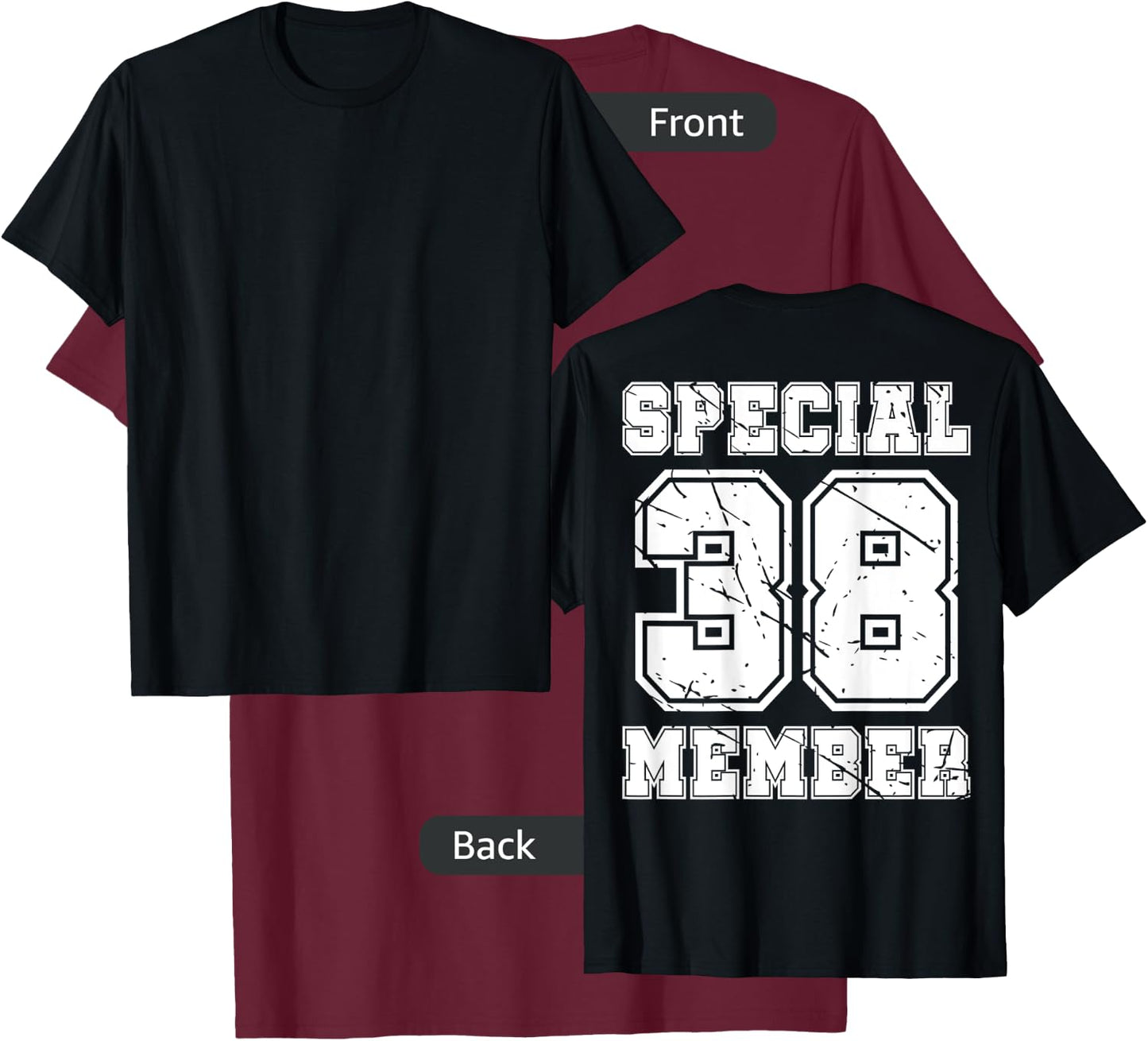 #38 Number 38 Birthday Varsity Sports Numbered backprint T-Shirt - T-Shirt | Maroon