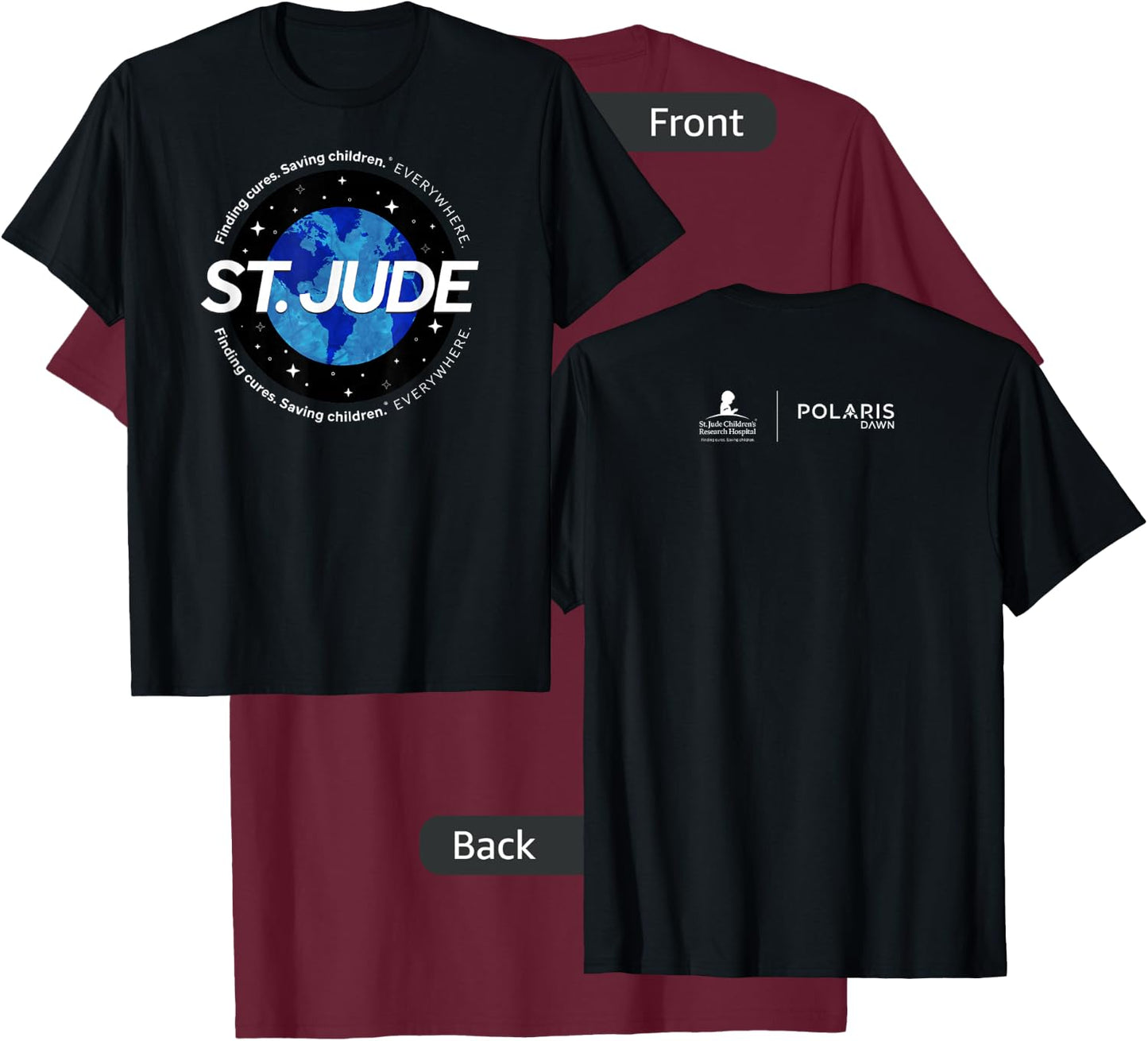 St. Jude "Finding Cures. Saving Children. EVERYWHERE" Globe T-Shirt - T-Shirt | Maroon