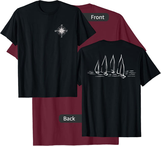Sailboats Compass Rose Nautical Design Men’s Boating Sailing T-Shirt - T-Shirt | Maroon