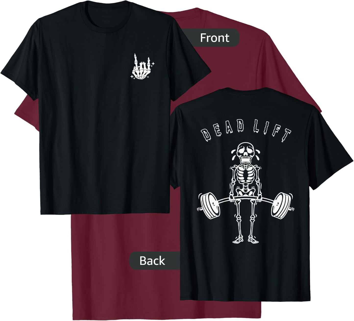 TheGodsEnvyUs Men's Halloween Skeleton Graphic Gym , Black, Small T-Shirt - T-Shirt | Maroon