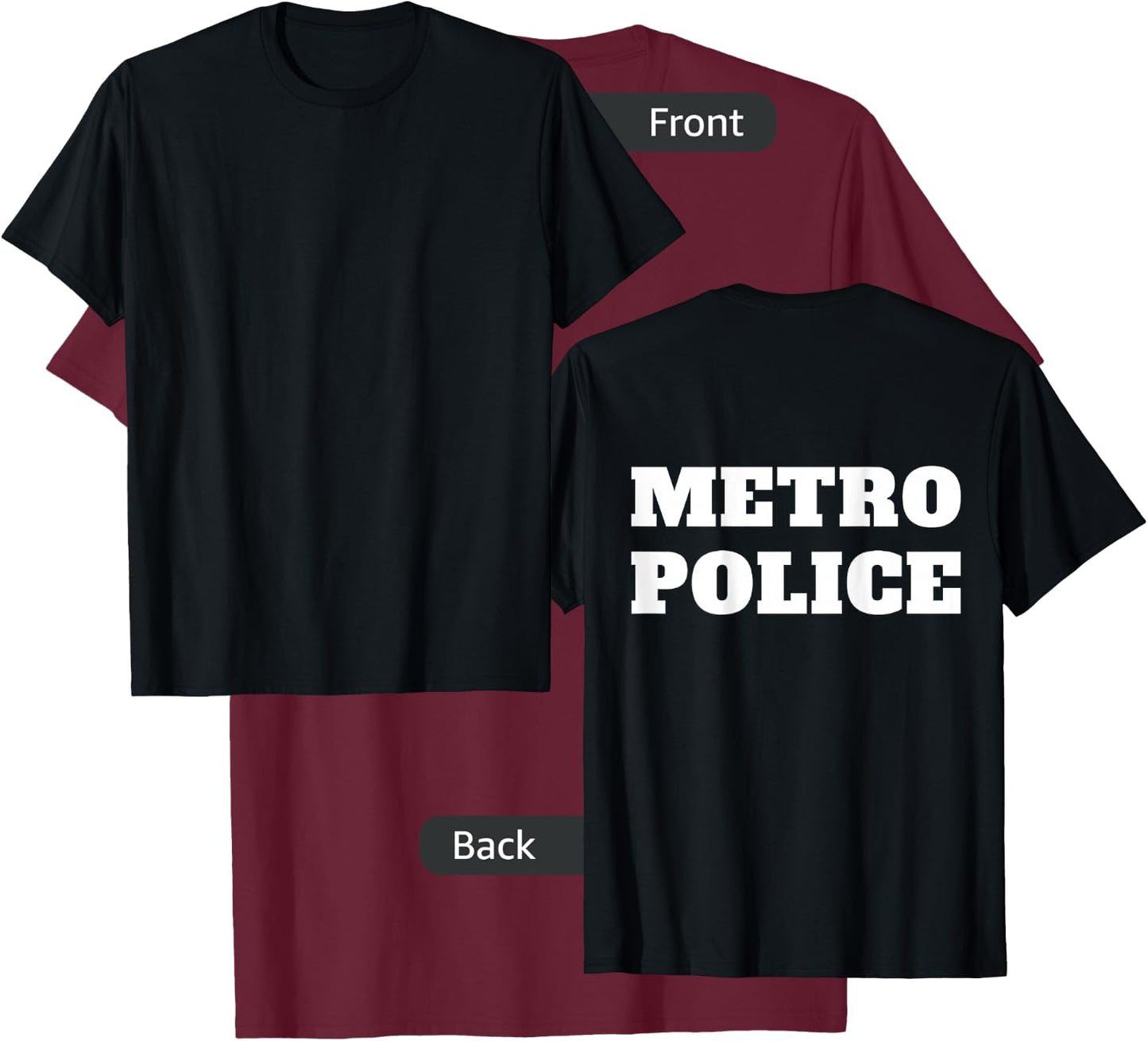 Metro Police Officer Uniform On Duty Policeman BACK PRINT T-Shirt - T-Shirt | Maroon