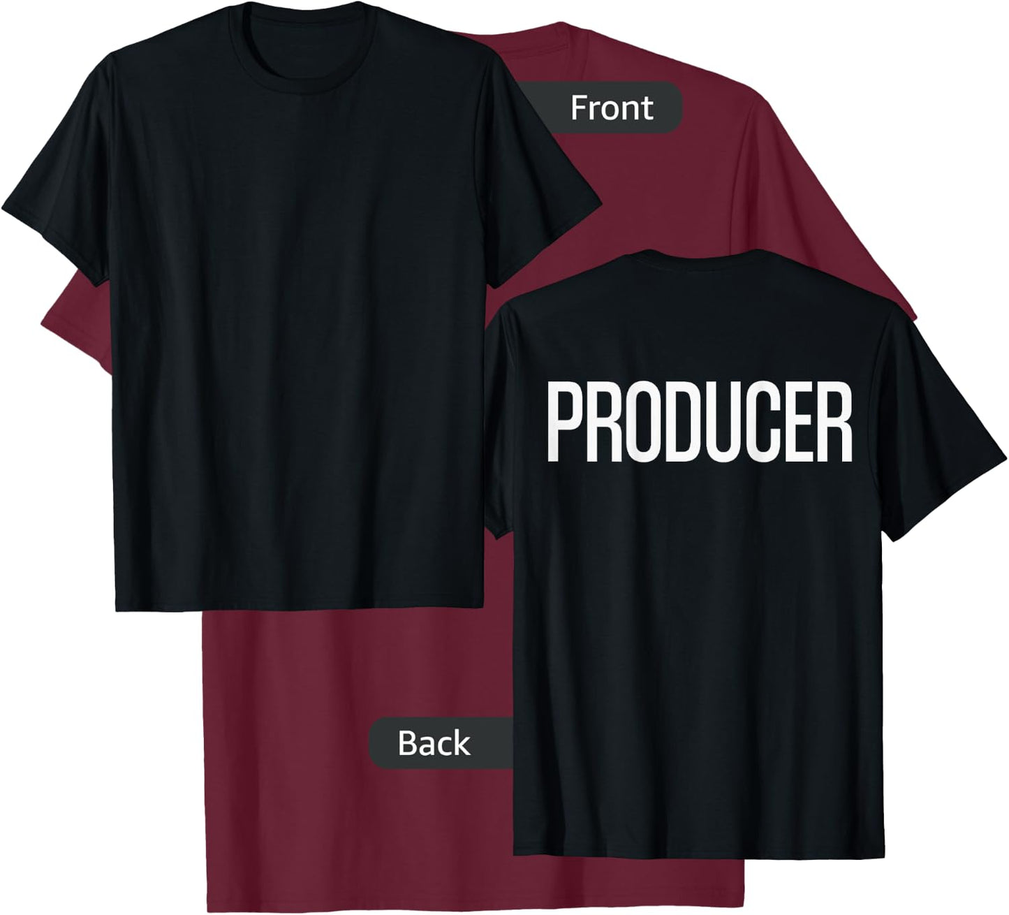 Bold Producer Text PRINT ON BACK | Film Crew T-Shirt - T-Shirt | Maroon
