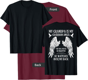 I Miss You Family Love Missing Memories Remember My Grandpa is My Guardian Angel In Heaven Memory Memorial Black T-Shirt - T-Shirt | Maroon