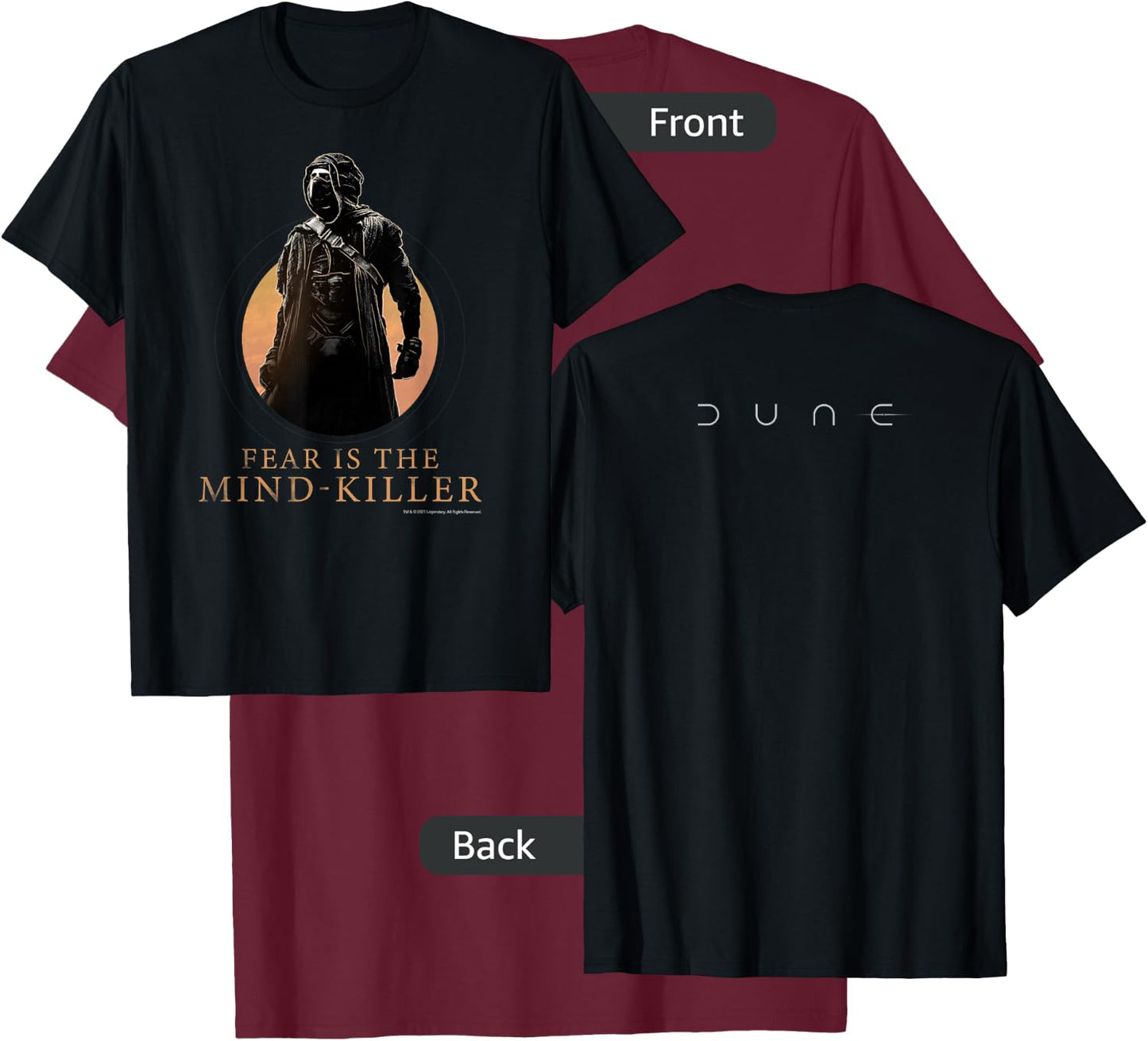 Dune (2021) - Fear is The Mind Killer - Paul Stillsuit T-Shirt - T-Shirt | Maroon