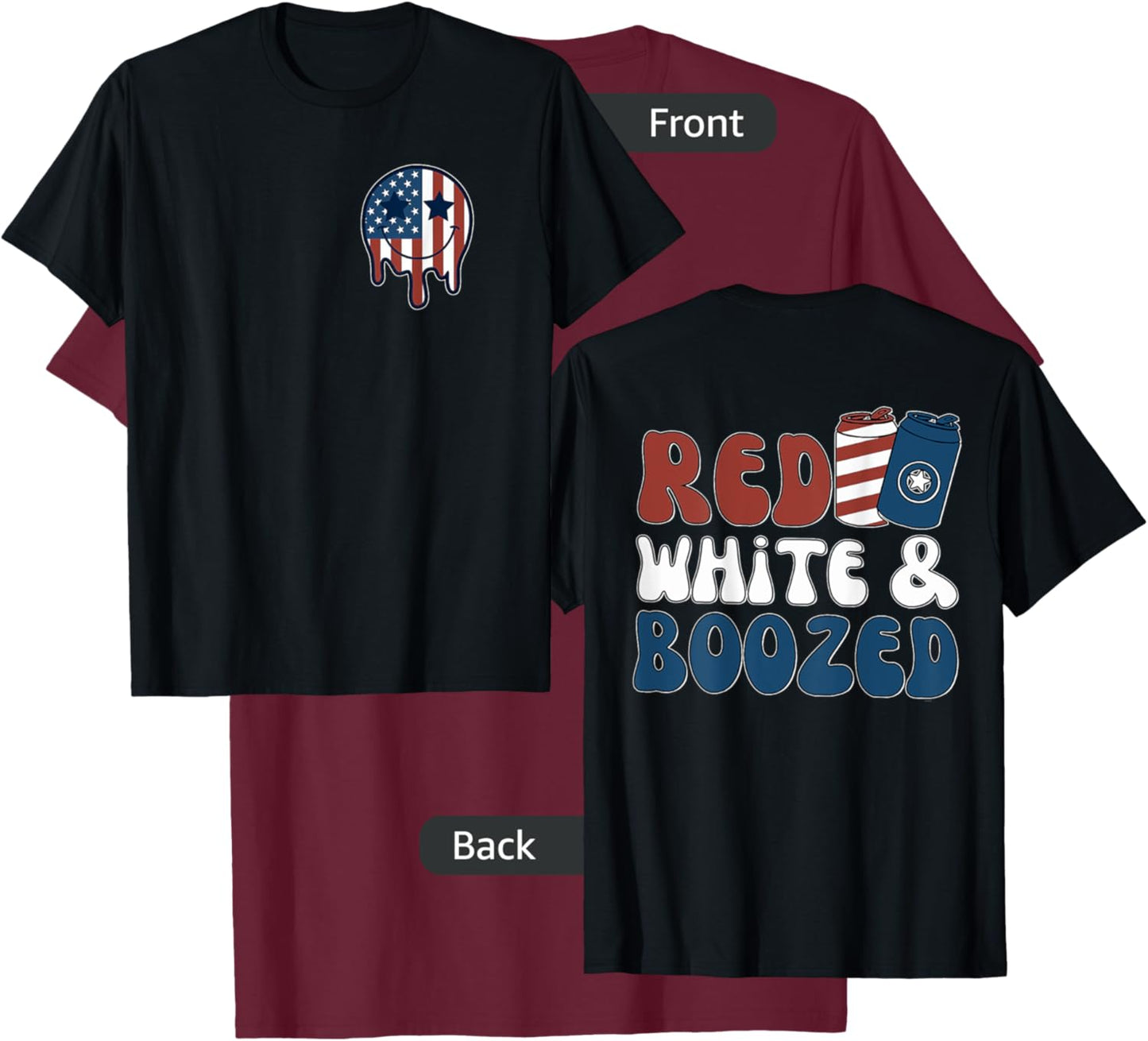 Red White And Boozy Patriotic American Beer Drinking T-Shirt - T-Shirt | Maroon