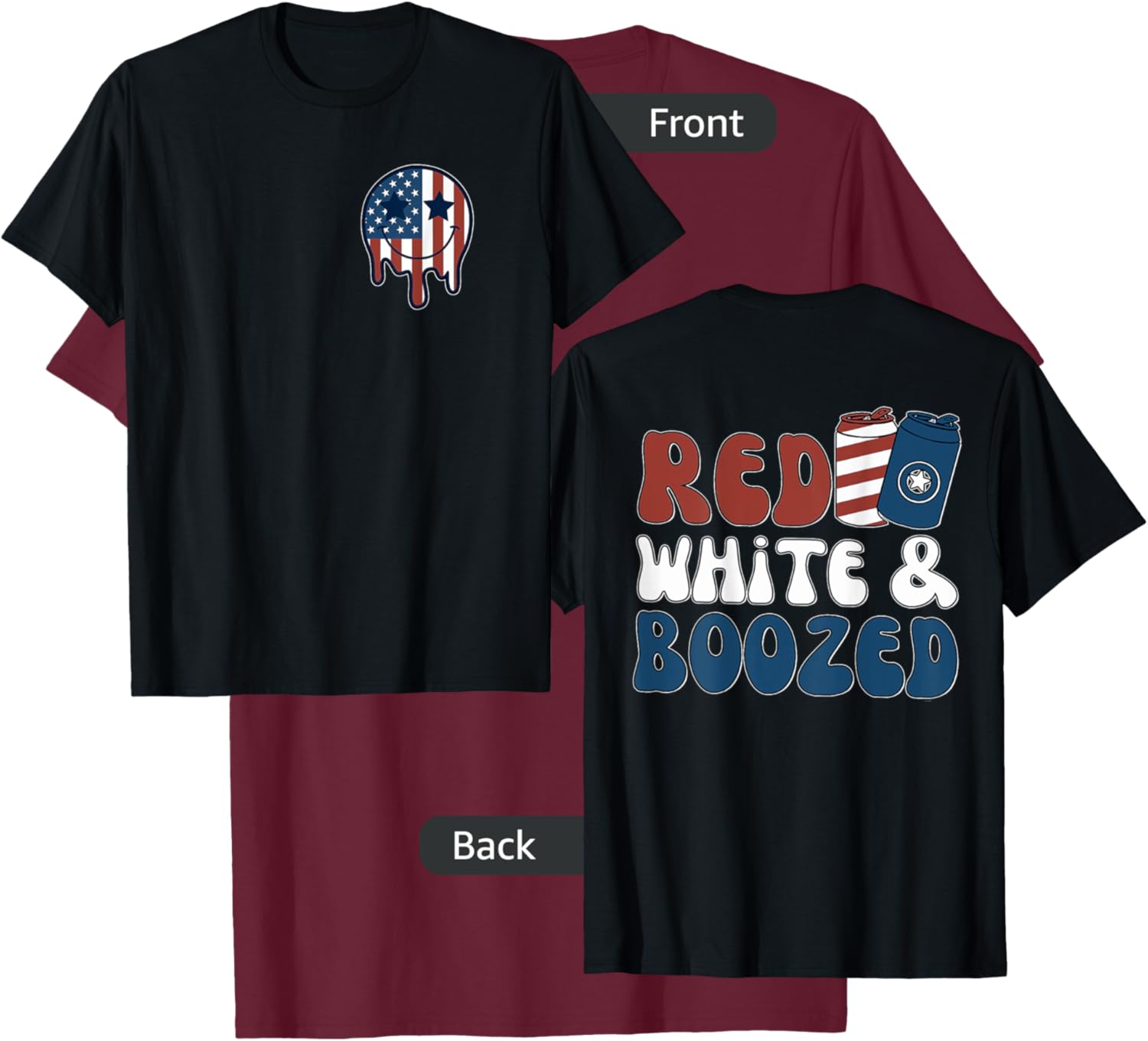 Red White And Boozy Patriotic American Beer Drinking T-Shirt - T-Shirt | Maroon