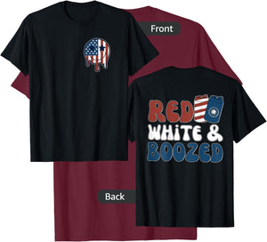 Red White And Boozy Patriotic American Beer Drinking T-Shirt - T-Shirt | Maroon