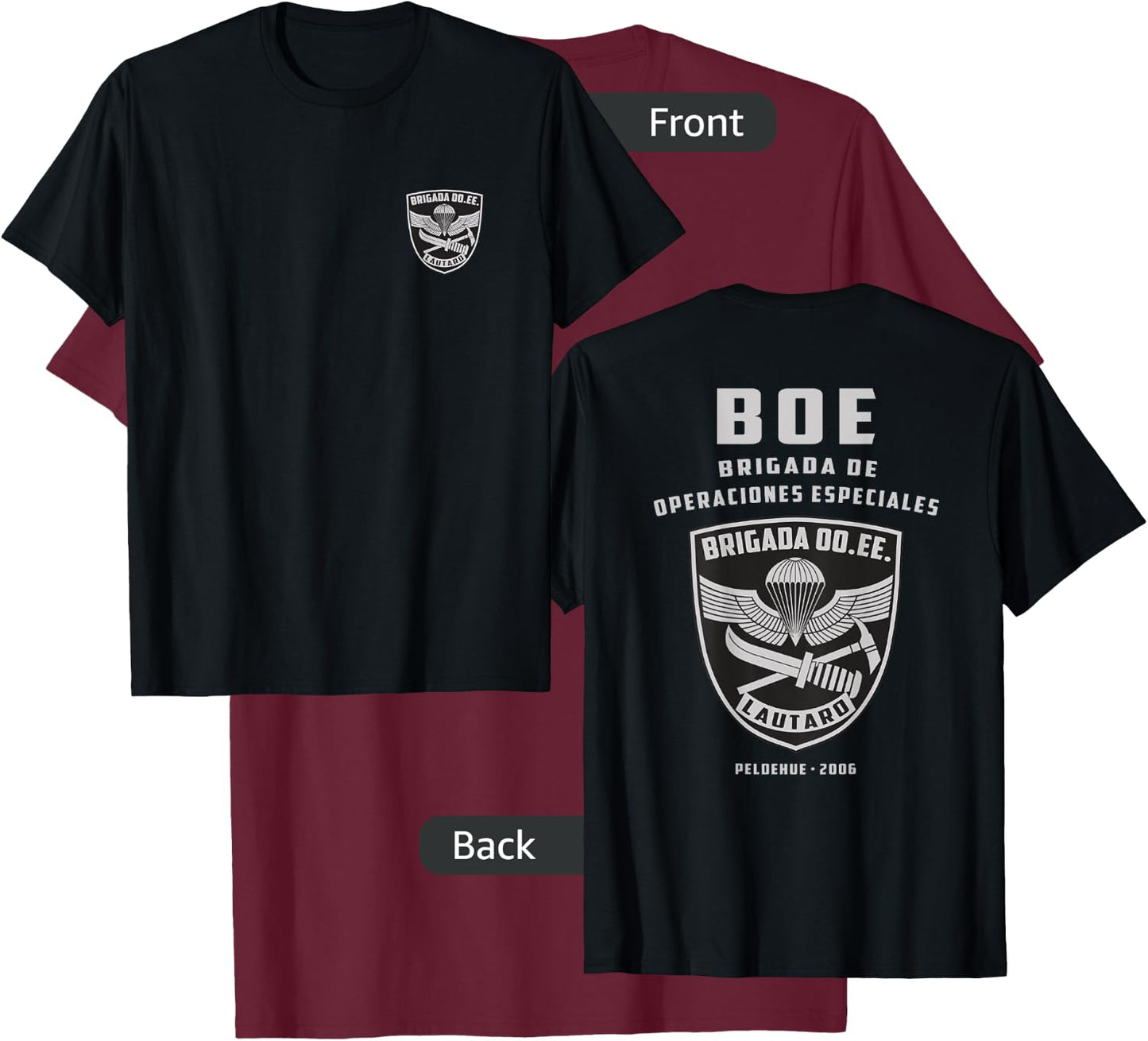 Chilean Army Special Force Lautaro Brigade Chile Military T-Shirt - T-Shirt | Maroon