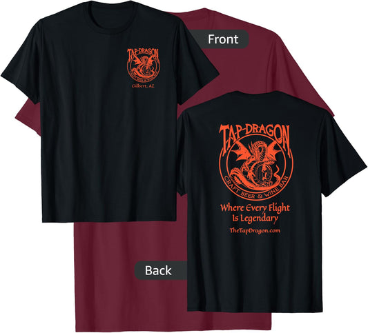 Tap Dragon Small On Top Logo Front Every Flight on Back T-Shirt - T-Shirt | Maroon
