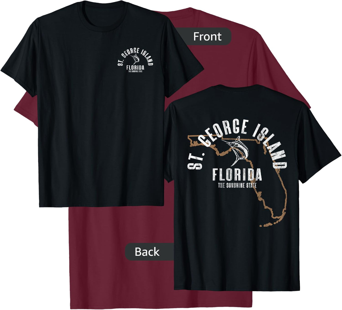 St. George Island Florida FL Retro Vintage Front & Back T-Shirt - T-Shirt | Maroon