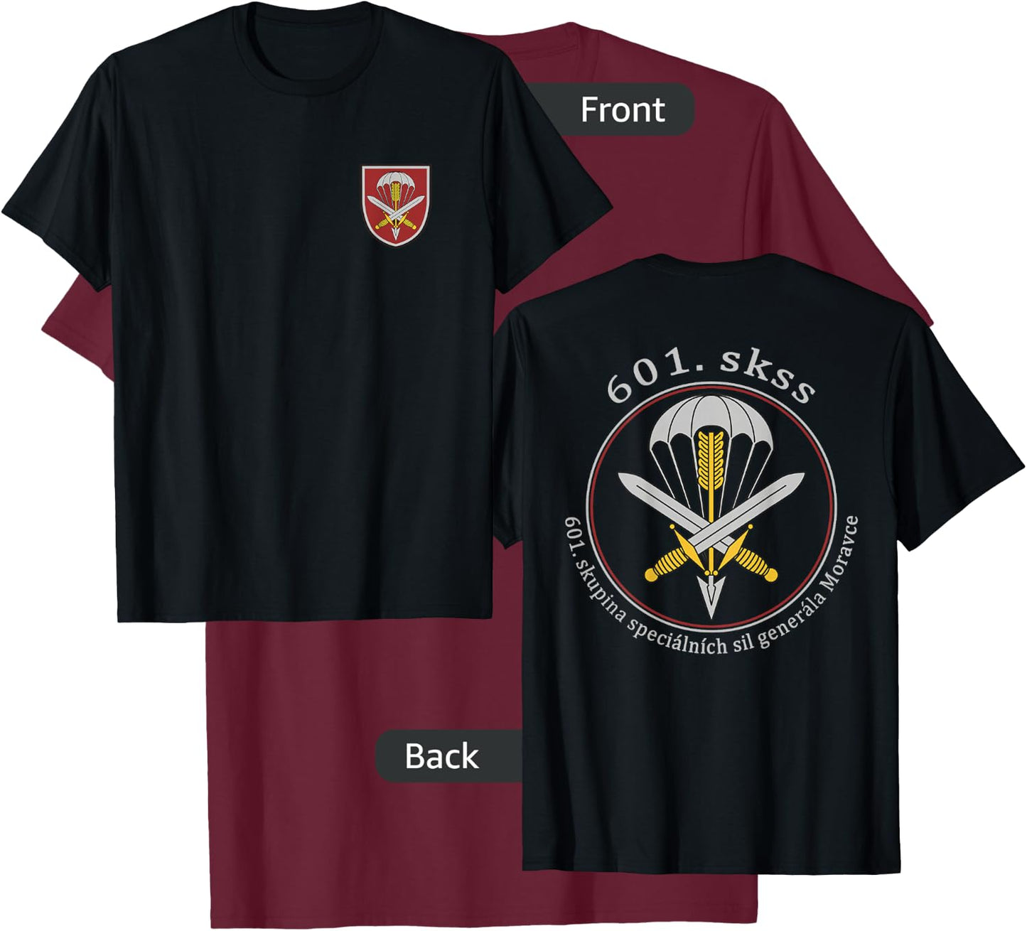 Czech 601st Special Force Moravec Army Military T-Shirt - T-Shirt | Maroon