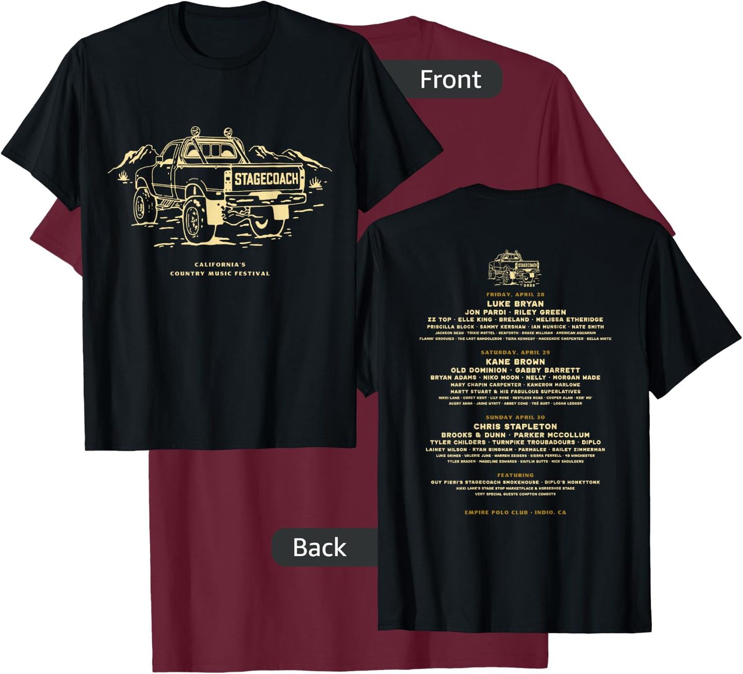 Official Stagecoach Truck Lineup T-Shirt - T-Shirt | Maroon