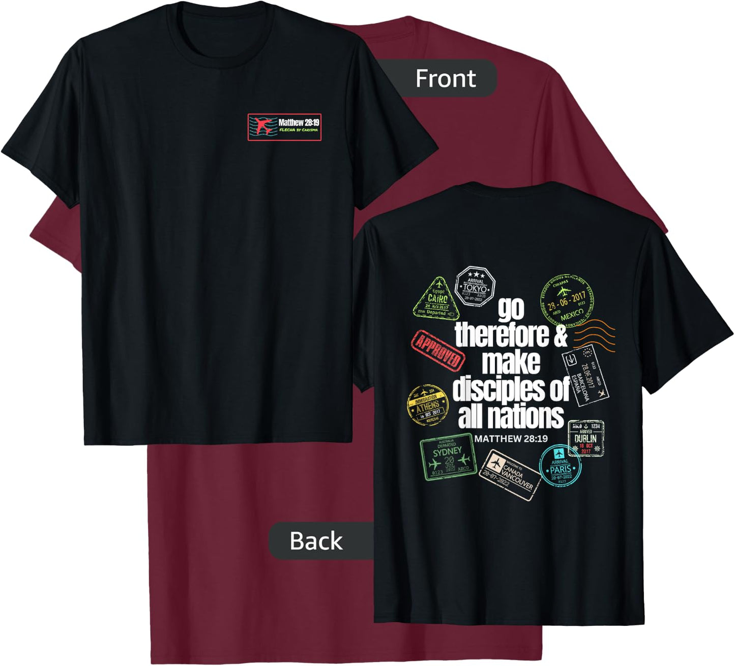 GREAT COMMISSION (front logo) T-Shirt - T-Shirt | Maroon