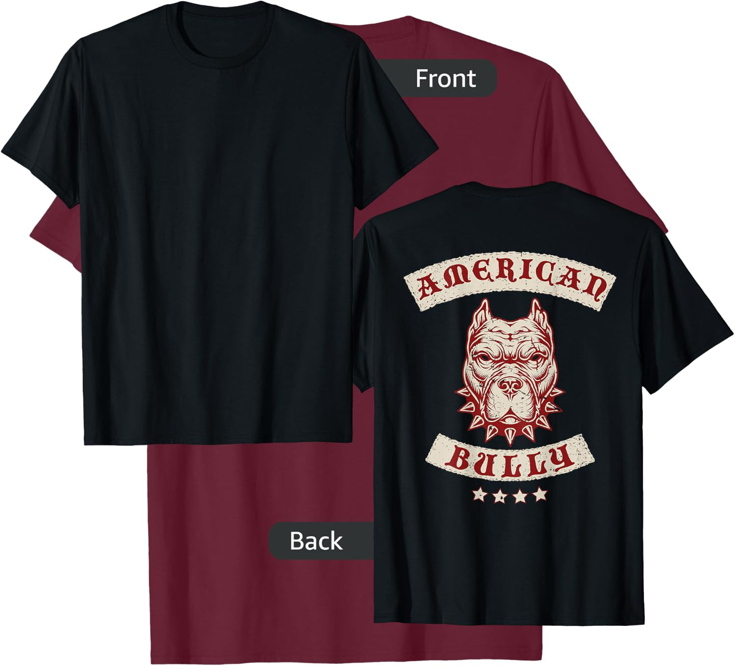 American Bully Pit Bull Dog Breed MC Style (Design on Back) T-Shirt - T-Shirt | Maroon