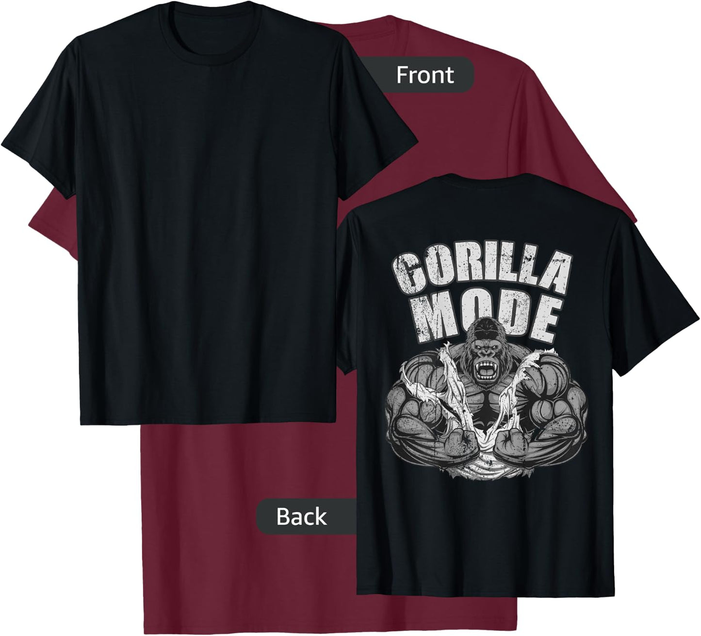 Gorilla Mode Gym Ape Fitness Coach Swole Monkey ON BACKSIDE T-Shirt - T-Shirt | Maroon